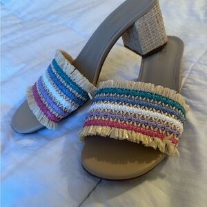Colorful Woven Block Heel Sandals